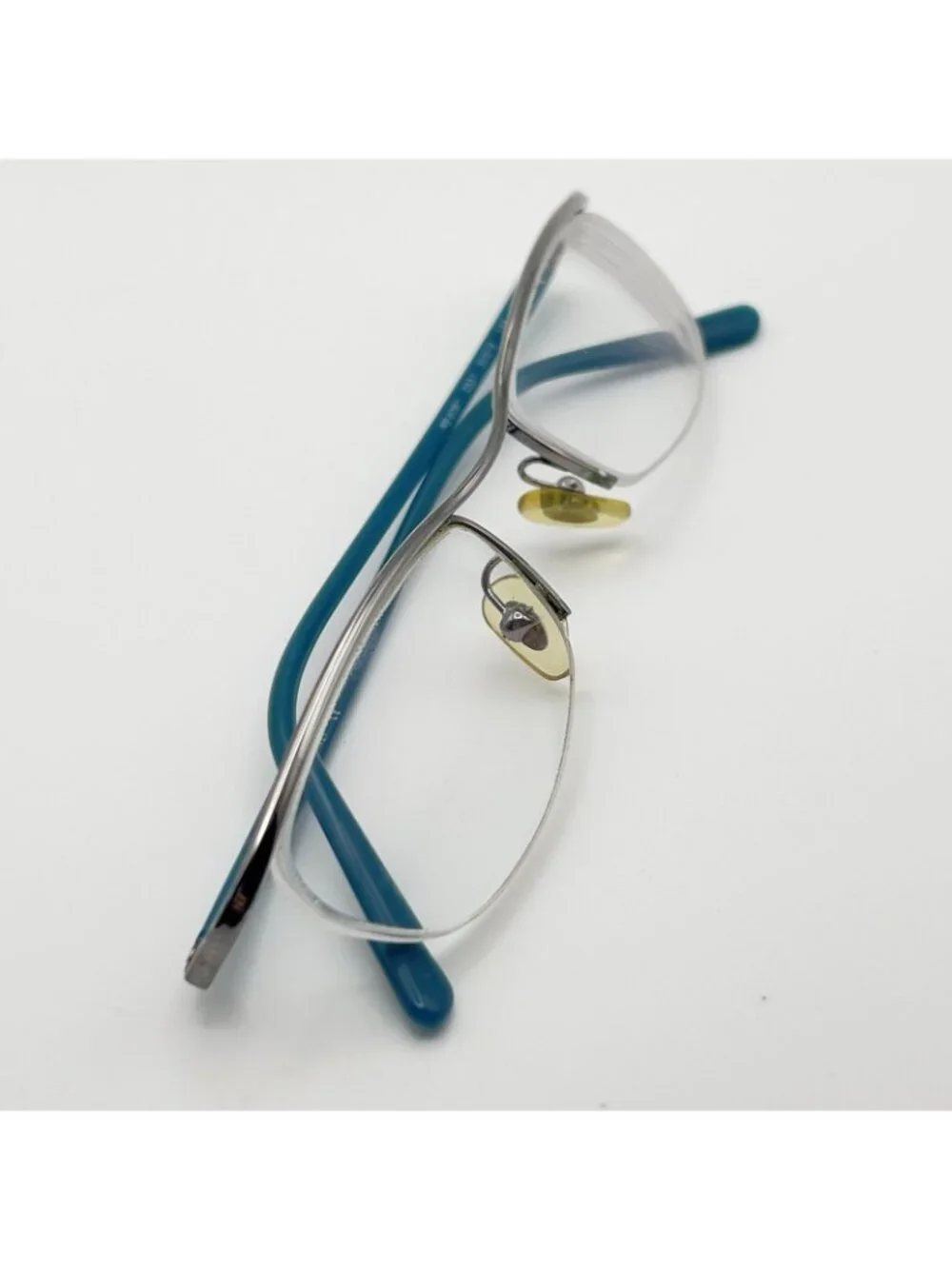 Ray Ban RB 6081 2551 Half Rim Eyeglass Frames Silver Blue 50-19-135 Case Italy
